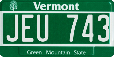 VT license plate JEU743