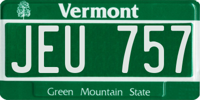 VT license plate JEU757