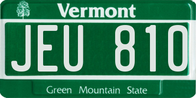 VT license plate JEU810