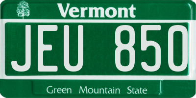 VT license plate JEU850