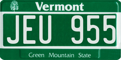 VT license plate JEU955