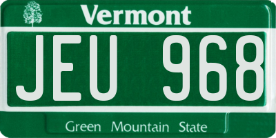 VT license plate JEU968