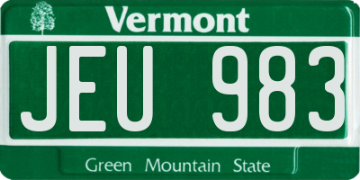 VT license plate JEU983