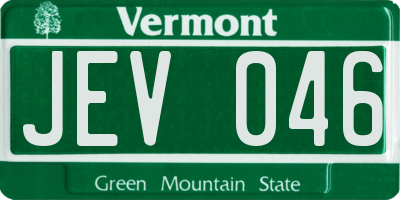 VT license plate JEV046