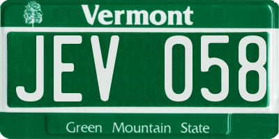 VT license plate JEV058