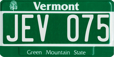 VT license plate JEV075