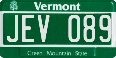 VT license plate JEV089