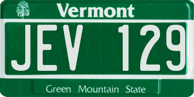 VT license plate JEV129