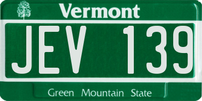 VT license plate JEV139