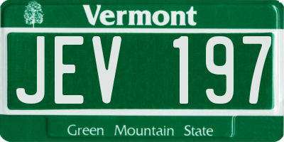 VT license plate JEV197