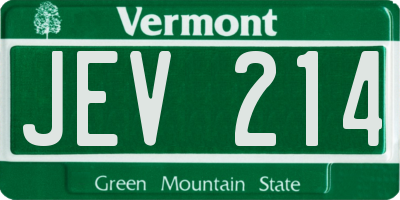 VT license plate JEV214