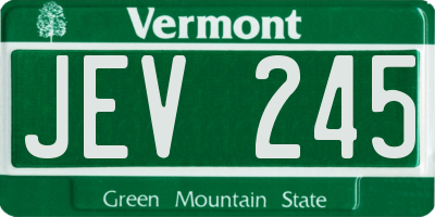 VT license plate JEV245