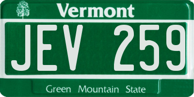 VT license plate JEV259