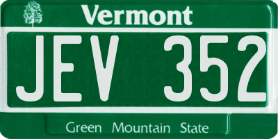 VT license plate JEV352