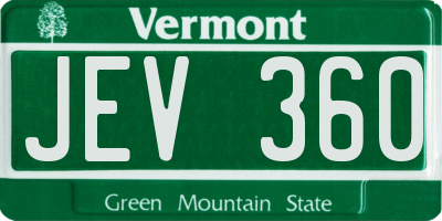 VT license plate JEV360