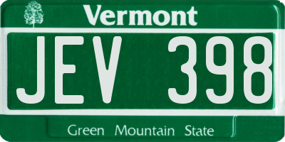 VT license plate JEV398