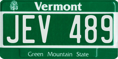 VT license plate JEV489