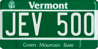 VT license plate JEV500