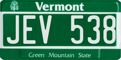VT license plate JEV538