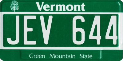 VT license plate JEV644