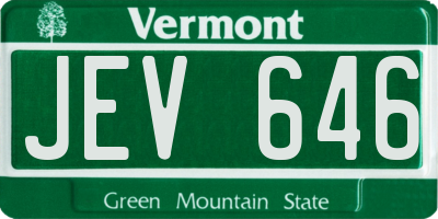VT license plate JEV646