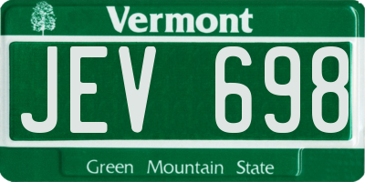 VT license plate JEV698
