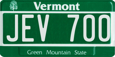 VT license plate JEV700