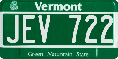 VT license plate JEV722