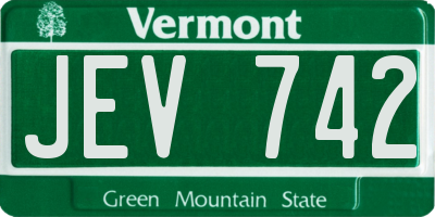 VT license plate JEV742