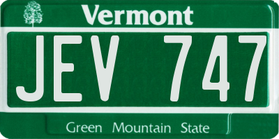 VT license plate JEV747