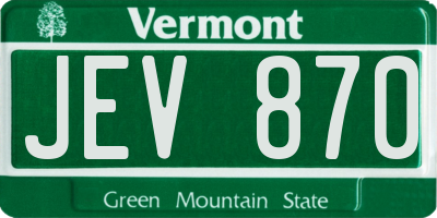VT license plate JEV870