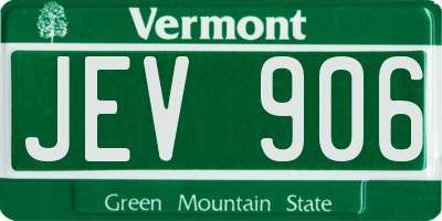 VT license plate JEV906
