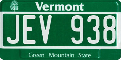 VT license plate JEV938