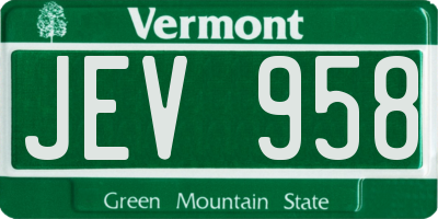 VT license plate JEV958