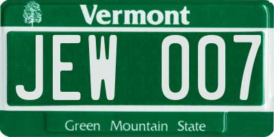 VT license plate JEW007