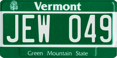 VT license plate JEW049