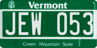 VT license plate JEW053
