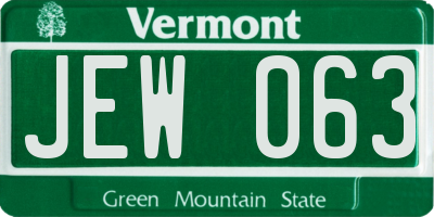 VT license plate JEW063