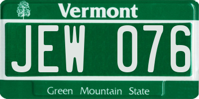 VT license plate JEW076