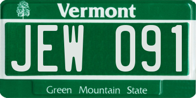 VT license plate JEW091