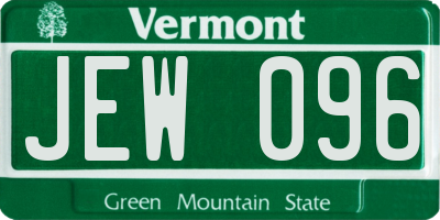 VT license plate JEW096