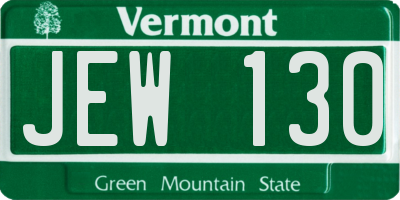 VT license plate JEW130