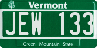 VT license plate JEW133
