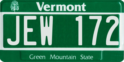 VT license plate JEW172