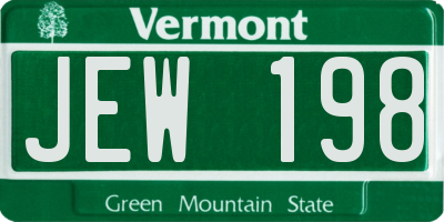 VT license plate JEW198