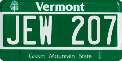 VT license plate JEW207