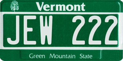VT license plate JEW222