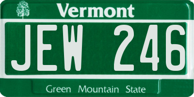 VT license plate JEW246