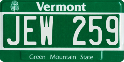 VT license plate JEW259