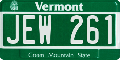 VT license plate JEW261
